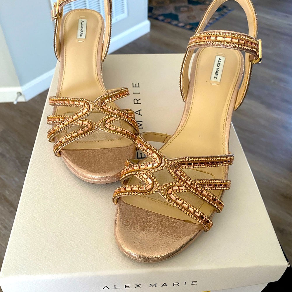 8.5 M women’s rose gold wedge shoes worn once